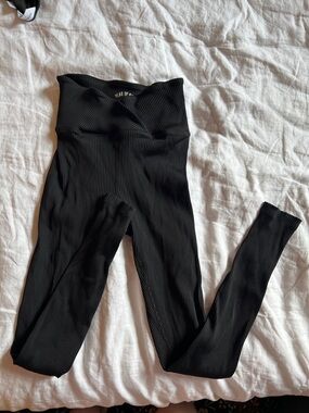 Year of Ours Black Ribbed High-Waist Leggings